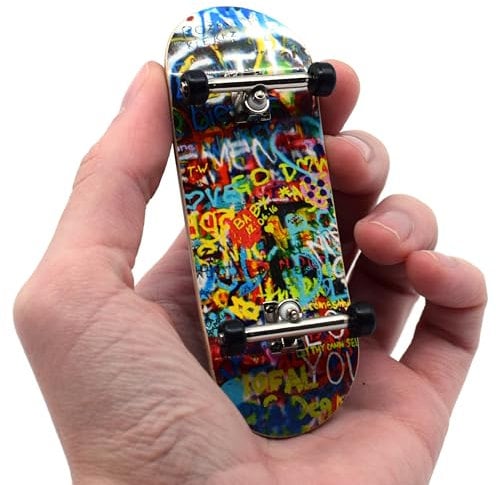 Teak Tuning 32mm Heat Transfer Graphic Complete Fingerboard – “Graffiti Wall | 32mm x 97mm Handmade Wood Deck | Pro Board Shape & Size | 61A Pro Duro Bushings | Prodigy Pro Trucks