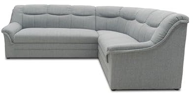 DOMO. collection Ecksofa Berlin, zeitlose Eckcouch mit hochwertiger Federkern-Polsterung, Sofa in L-Form, Couch 205 x 250 x 89 cm, silber