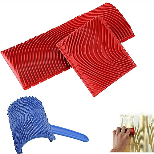 Outil Motif Grain Bois Rouleaux Peinture Imitation Grain Bois Imitation Peinture Rouleau Brosse Outil Décoration Bois Pour Décoration Murale Peinture Au Grain Et Peinture Art Mural Domestique 3 Pièces