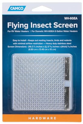 Camco RV Flying Insect Screen para Calentadores de Agua Dometic de 6 galones (WH-6GEA) | Se Adapta a Rejillas de ventilación de Calentador de Agua Dometic WH-6GEA de 6 galones (42169)