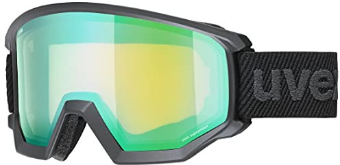 uvex athletic FM - Skibrille für Damen und Herren - Filterkategorie 2 - beschlagfrei - black matt/green-LGL - one size