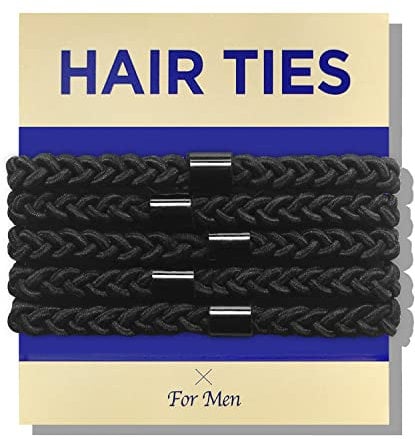 HAVHAF Geflochtene Herren -Haargummis für Männer 5 Stück – für Brötchen, lockiges, dickes, dichtes Haar, haarschmuck, haarband, elastische Haargummi für Männer | Kein Schaden Knitterbruch Schwarz