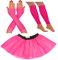 80s Fancy Dress for Women Neon Tutu Skirt 80s costume Neon Party Accessories 1980s Fancy Dress Costumes for Women Neon tutu Neon Leg Warmers Neon Fishnet Gloves Rave Retro Outfit (14-22 UK, Pink)