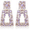 EVER FAITH Pendientes Mujer Cuadrados Grandes Bohemios de Goteo de Cristal Geométrico con Diseño Violeta Claro Tono Dorado