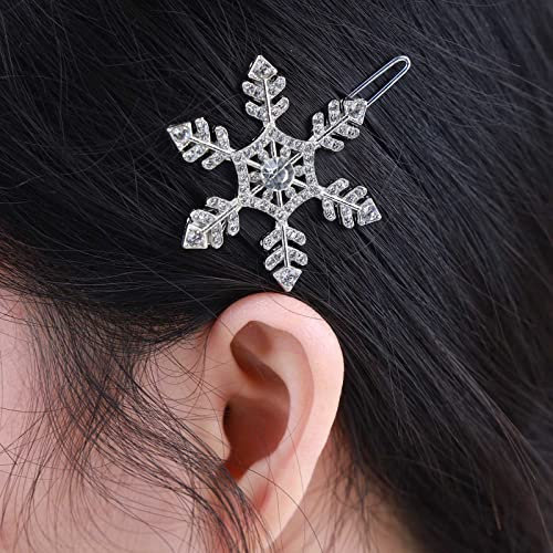 Inateannal Schneeflocke Haarspange Silber Strass Haarspange Barrette Kristall Seite Clip Kopfbedeckung Funkelnden Strass Hochzeit Barrette Kopfschmuck Zubehör Für Frauen Und Mädchen