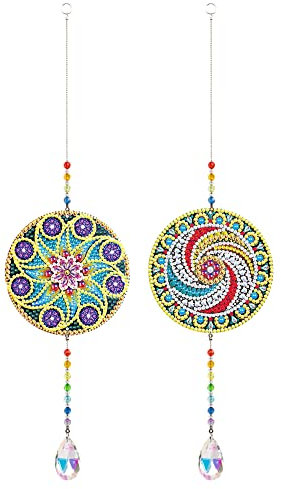 2Pcs Diamond Painting Sonnenfänger DIY Diamant Malerei Gartendeko Anhänger Lucky Windspiele Garten Deko Geschenk (11)