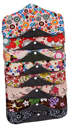 COLLBATH Menstruationsbinden Stoff Bambuskohle 25 X 18cm Waschbar Wiederverwendbar Atmungsaktiv Super Saugfähig Damenbinden für Periode und Wochenbett