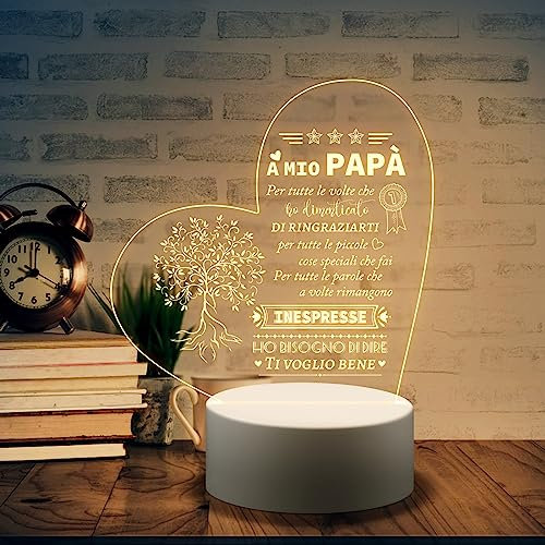 Regalo per Papà: Luce Notturna Acrilica Incisa - Idea Regalo Compleanno, Festa del Papà, Natale da Figlia e Figlio