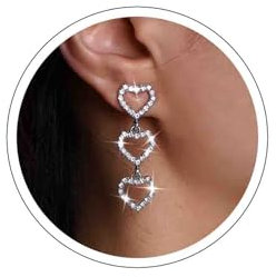 Atentuyi Boho Cz Silber Herz Ohrringe mit Quaste und Funkelnden Strass - Schmuck für Frauen und Mädchen