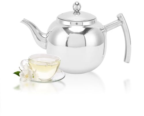Théière avec infuseur, Theiere Marocaine en Acier Inoxydable pour Cuisinière à Induction, Théière Bouilloire pour Maison Hôtel Restaurant(800ML)