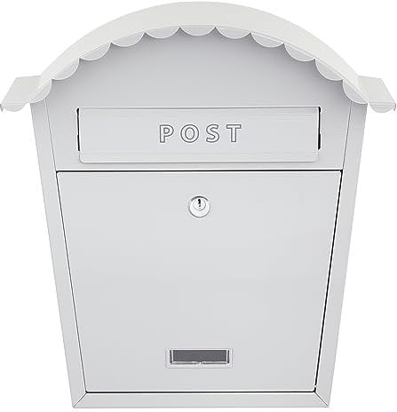 EMtronics Classic Style Wall Mounted Post Box Weatherproof Painted Steel and Lockable - Light Grey