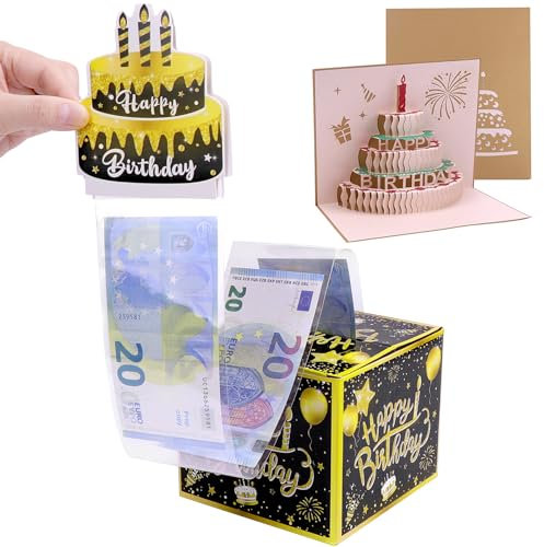 Meetory Geldgeschenke Verpackung, Überraschungsbox-geschenkbox, Geldgeschenke Geburtstag mit 3D Pop Up GeburtstagGrußkarten, Überraschungsbox Geburtstag für Ihre Familie, Kinder, Freunde