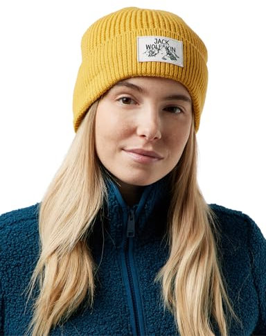 Jack Wolfskin Unisex Badge Beanie-Mütze, Mustard, Einheitsgröße EU