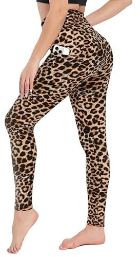 CAMPSNAIL Leggings Damen High Waist Blickdicht Leggins für Sport Yoga Gym (Leopard-T,XXL)
