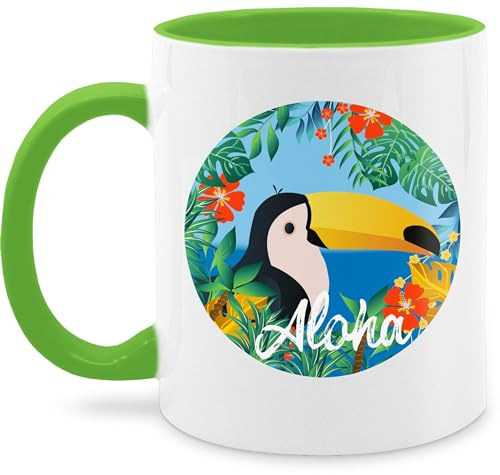 Tasse Tassen 325ml - Karneval & Fasching - Aloha Tukan - Hawaii Aloha Party Hawaiian Hawaii-Kleidung Karibik - 325 ml - Hellgrün - karnevalstasse fasching- faschingstasse carnevale fasnetbecher