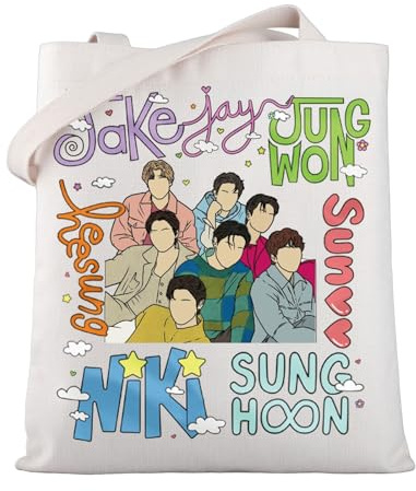 MYSOMY Korea Boy Group ENHA Gifts ENHA Album Canvas Tote Bag K-POP Music Lovers Reusable Shopping Bag K-POP Merch