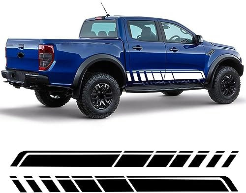 LHyfA Seitenschweller Streifen Karosserie Aufkleber,für Ford F 150 Raptor Ranger T6 T7 Wildtrak,Auto-Karosserie-Tür-Dekor-Aufkleber Außenzubehör,A-Black