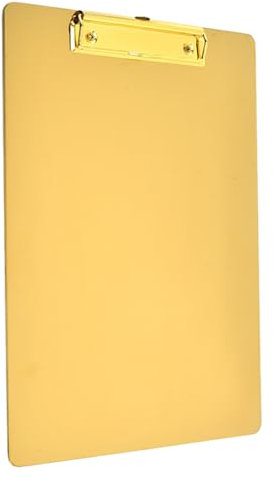 vreplrse A4 Klemmbrett mit Metallklammer für stabilen Halt für Papiere. Edelstahl. A4 Klemmbrett. Edelstahl Klemmbrett, Gold 31 * 22.5CM