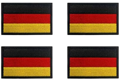 4 Stück Mini Deutschland Flaggen Patch, Gestickt Abzeichen mit Klett für Kleidung Taschen Rucksack Uniform Weste Hundegeschirr Militär Taktisch Draussen Jersey, 8x5cm