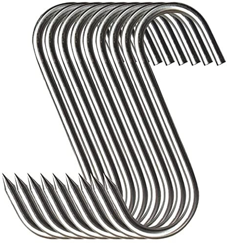 Gancho para carnicero, acero inoxidable premium, gancho para ahumar, procesamiento de carne para colgar, carniceros, ahumar, asar, asar y secar para colgar (10 unidades, 10 unidades, 4,6 mm)