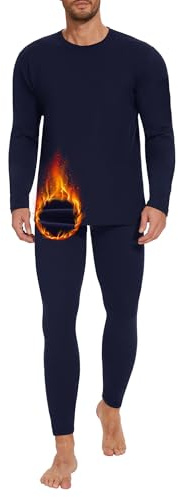AKKQHH Sous-vêtements thermiques pour homme - Sous-vêtements de ski chauds et thermiques - Sous-vêtements longs - Sous-vêtements fonctionnels doux - Sous-vêtements thermiques pour l'hiver, bleu foncé