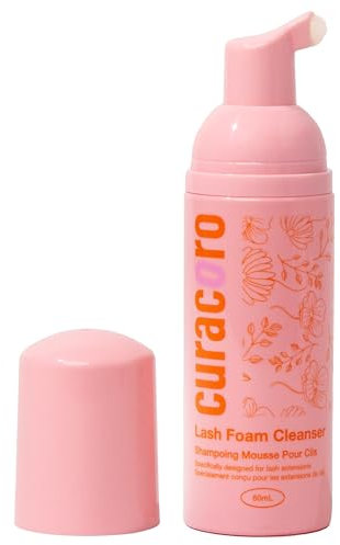 Curacoro 60ML Wimpernreiniger – Wimpern Shampoo für Wimpernverlängerungen, Schaumreiniger für empfindliche Haut, entfernt wasserfestes Make-up für professionellen und privaten Gebrauch