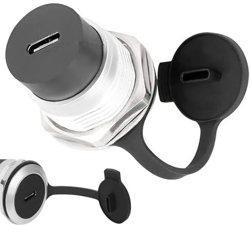SHANFEILU Adaptador USB 3.1 tipo C roscado fijo empotrable para montaje en panel, acoplador USB-C 3.1 hembra a hembra, 10 Gbps, color plateado con cubierta antipolvo