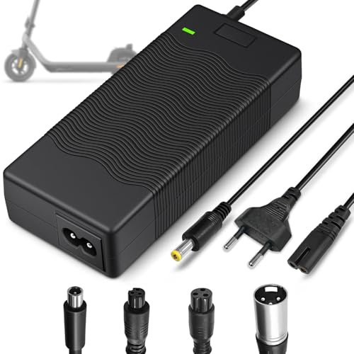 SYACHI Chargeur Trotinette Electrique, 42V 2A Chargeur Hoverboard avec 5 Connecteurs, 36V Universel Chargeur Trottinette pour Xiaomi M365 Ninebot E-Scooter, Hoverboard, Scooter Electrique, Monocycle
