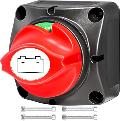 HOLMOL Batterie Trennschalter 12V 24V 48V, 1 Stück Batterietrennschalter 12V, 275A Batterie Trennschalter Auto, Batterie Hauptschalter 12 Volt, Batterieschalter für Boot, Marine, LKW, ATV, Wohnmobil