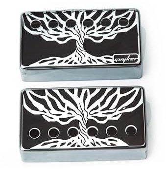 Guyker Humbucker Tonabnehmerabdeckung (1 Stück 50 mm und 1 Stück 52 mm Stangenabstand) – Cupronickel Bridge und Neck Pickups Frame Set Ersatzteile für Les Paul LP Style E-Gitarre (PC013, Chrom)