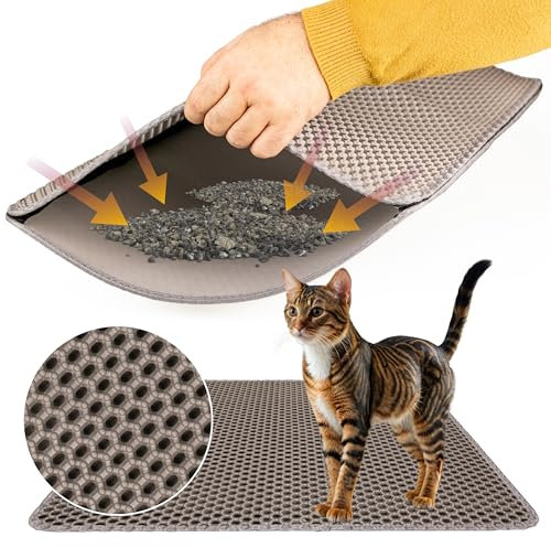 PeasyPet Katzenstreu Matte 60 x 45 cm Wasserdicht, Rutschfest, Leicht zu Reinigen, Weiches EVA-Material - Katzenstreu Matte