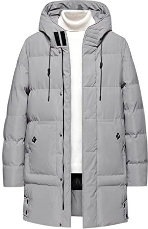 Veste d'hiver pour homme, grande taille, manteau matelassé à capuche, veste longue rembourrée pour hommes, vêtements d'extérieur décontractés à capuche, veste coupe-vent pour homme, gris, L