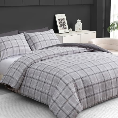 Pamposh Double Duvet Set – Brushed Microfiber Reversible Duvet Cover | Hypoallergenic, Reversible, Zipper Closure, High Quality Fabric, Double (200 × 200 cm), OEKO-TEX Certified, Machine Washable