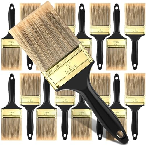 Teenyyou Flachspäne, 24 Stück, mit behandelten Kunststoffgriffen, professionelle Malwerkzeuge für Heimwerker, Farbflecken, Decktür, Möbel, Zuhause, Wandverkleidung (7,6 cm)