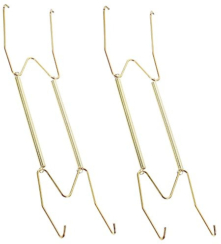 ABOOFAN 2pcs Invisible Spring Plate Hangers for Wall, Decorative Large Plate Holders, W-shaped 12-inch Metal Hooks for Kitchen and Home Display