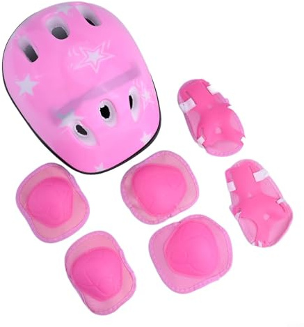 Set di casco regolabile per bambini e cuscinetti protettivi per età 5-16, attrezzatura di sicurezza migliorata per ciclismo, pattinaggio su rotelle e skateboard (per ROSA)