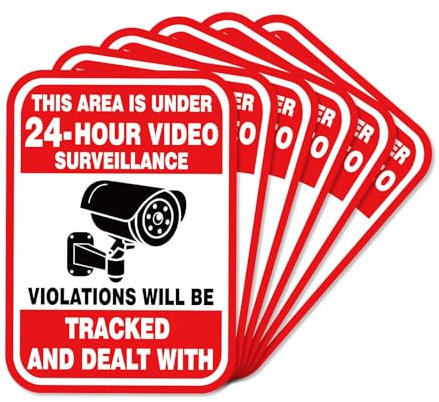 6pz Adesivi per Videosorveglianza, 17,8x12,7cm Adesivi Forti Cartelli di Registrazione Della Telecamera Cartelli di Sorveglianza Della Telecamera per La Sicurezza di Veicoli Domestici