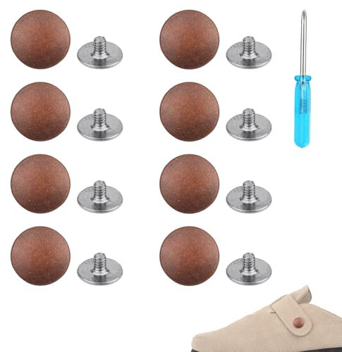 Gosknor 8uds Remaches de Repuesto para Boston Zapatos Tipo Zueco, Botones Remache de Aleación Zinc Fáciles Instalar con Destornillador para Mujeres y Hombres Zuecos Gamuza y Corcho (bronce)