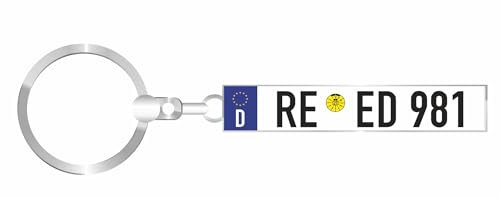daged Personalisierter Nummernschild-Schlüsselanhänger, 28 mm Ring, 10 cm Länge, Silber, 3D-Doming-Gel