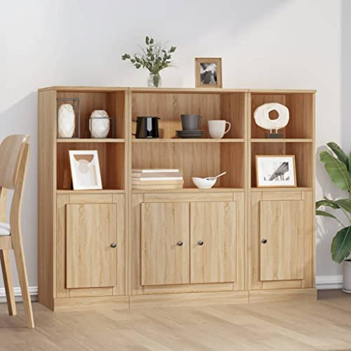 Myheimly Highboard 3 STK. Sideboard mit viel Stauraum, Mehrzweckschrank Buffetschrank, Kommode Schrank für Wohnzimmer, Modern, Holzwerkstoff Sonoma Eiche
