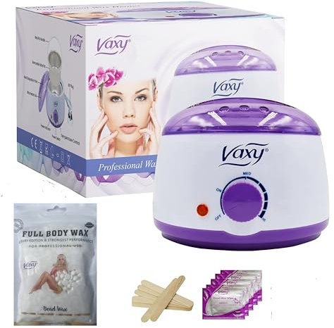 Vaxy Waxing Kit Wax Warmer Electric Wax Pot Heater with Accessories, A Complete at-Home Hair Removal Wax Kit Painless Hard Wax for full Body, face, Bikini Area, Eyebrows (Coconut)