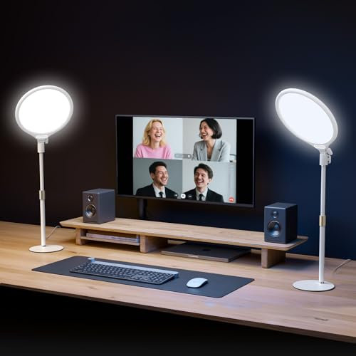 TELESIN Anneau Lumineux de Bureau, 10,5 Anneau Lumineux à Intensité Variable avec Support & Minuteur, Lampe Vidéo avec 9 Niveaux de Luminosité 3000-6000 K, pour Visioconférence, Bureau, TikTok