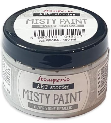 Stamperia - Misty Paint for Crafts, Ideal for Stencilling and Mixed Media Projects, Water Based, Adds a Special Touch to Any Creation (150ml) (Metallic, Silver Stone)