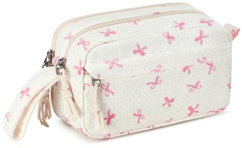 LEDAOU Stiftetasche, Große Kapazität Federmäppchen mit Reißverschluss, Schulmaterial für Teenager Mädchen (Rosa Schmetterlingsknoten6)