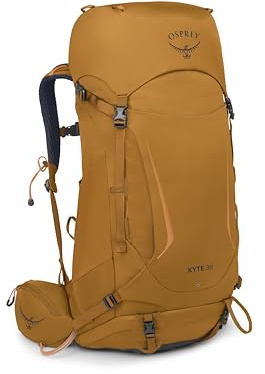 Osprey Kyte Women's Backpacking Pack, 38L Medium/Large, Barley Brown | hiking pack, camping gear, overnight trail pack, waterproof raincover, rain cover included, waterproof storage, dry bag