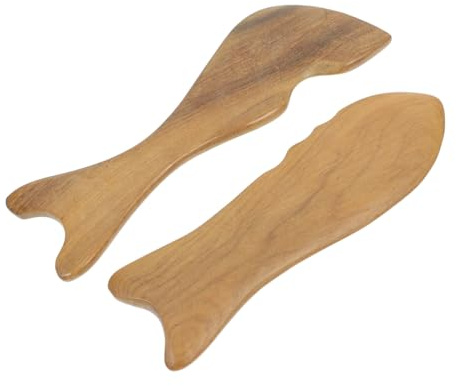 BAZEITFLOW 2 Stück Teiliges Gua Sha Massageboard aus Natürlichem Holz Fischförmiges Scraping-tool für Hautlifting Glatte Kanten Vielseitig für Körpermassage und Schmerzlinderung