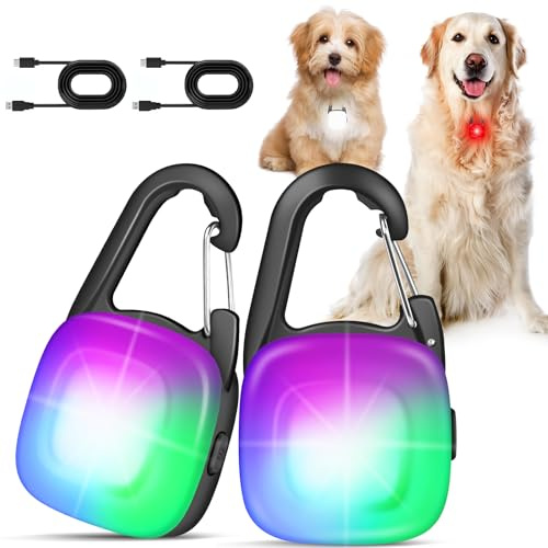 Dog Lights for Night Walking, 4 Modes Rechargeable LED Safety Dog Collar Light for Nighttime Clip On with 2 Pack,IP68 Waterproof for Night Walking,Camping(Black)