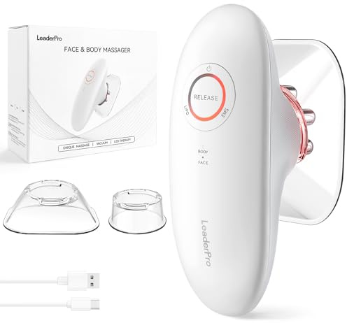 Schröpfmassagegerät mit EMS & Rotlicht, 2-in-1 Körper & Gesichtsmassage, Massagegerät für Straffere Haut, Massage durch Elektrische Stimulation,Anti Cellulite Massagegerät für Bauch,Weiß