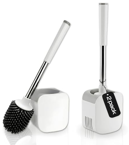 Silicone Toilet Brush with Holder | Pack of 2 | | Durable & Hygienic Toilet Cleaning Accessory