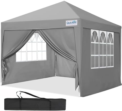 Quictent Faltpavillon 2.4x2.4m wasserdicht | Partyzelt, Gartenpavillon, mit Seitenwänden, UV-Schutz 50+, Tragetasche inkl, Stahlrahmen, einfacher Aufbau